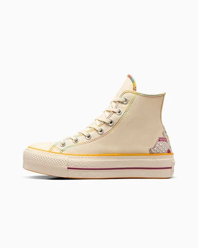Chuck Taylor All Star Lift Platform Dia de Muertos Natural Ivory/Legend Berry, Inner Side View