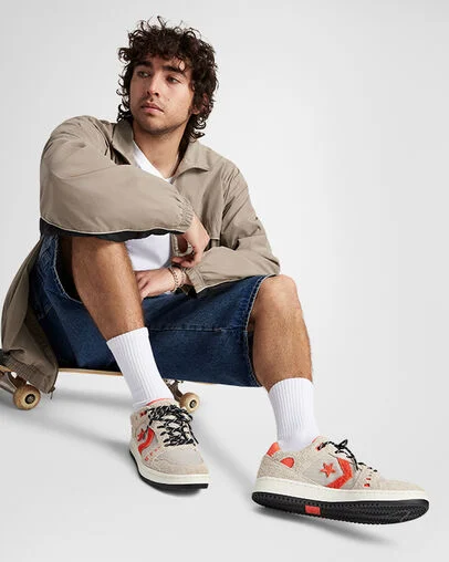 CONS AS-1 Pro Suede & Cordura Papyrus/Black/Vermillion Red, On Foot Shot 2