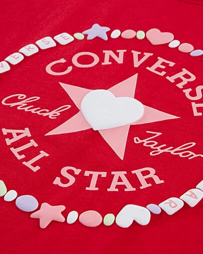 Candy Bracelet Short Sleeve T-Shirt Converse Red, Full Body View