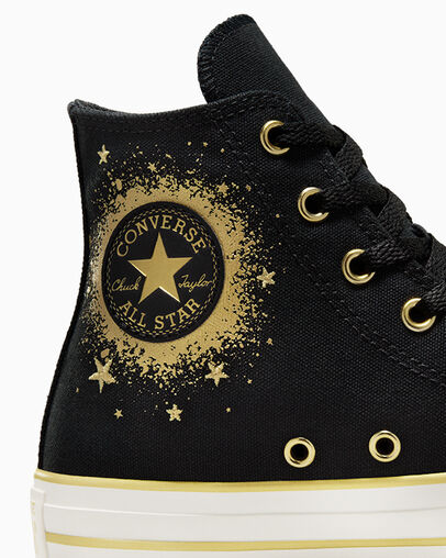 Chuck Taylor All Star Gold Metallic Black/Gold/White, Detail Angle View