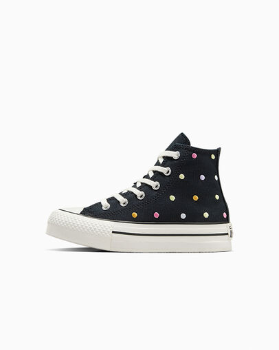 Chuck Taylor All Star Lift Embroidered Polka Dots Platform Black/Vintage White/Egret, Inner Side View