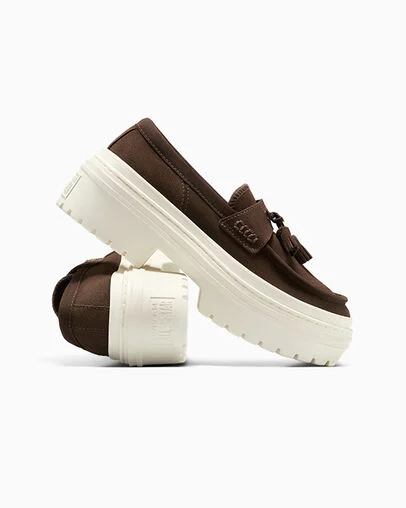 Chuck Taylor All Star Lugged Heel Loafer Platform Suede Totally Fudged/Egret, Detail Angle View