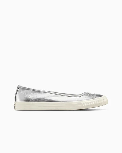 Chuck Taylor All Star Dainty Ballerina Metallic Silver/Egret/Silver, Outer Side View