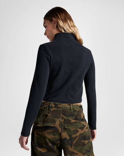 Half-Zip Mock Neck Long Sleeve Top Converse Black, Back View