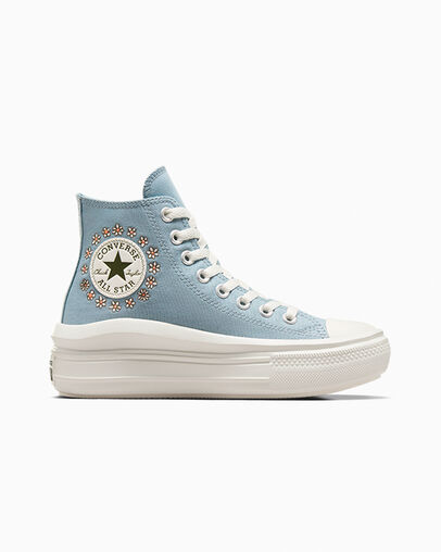 Chuck Taylor All Star Move Platform Floral Embroidery Cocoon Blue/Egret/Pale Magma, Outer Side View