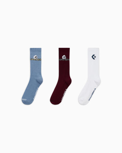 3-Pack Skull Star Chevron Crew Socks Thunder Daze Grey/White/Cherry Daze, Front View