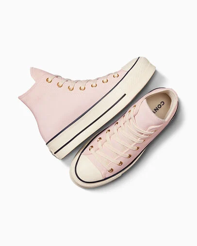 Chuck Taylor All Star Lift Platform Suede Pale Petal/Natural Ivory/Black, Angled View