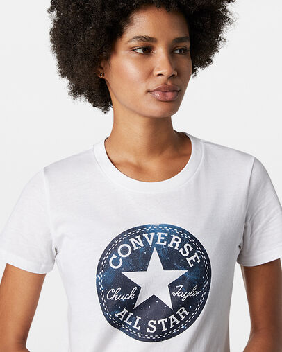 Galaxy Infill Chuck Patch Crew Neck Short Sleeve White, Full Body View