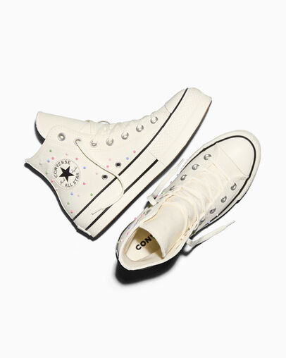 Chuck Taylor All Star Lift Platform Mini Studs Egret/Very Peri Purple/Black, Angled View