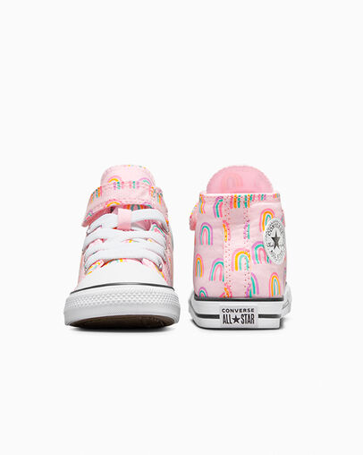 Chuck Taylor All Star Easy-On Rainbows Pink Foam/Grape Fizz/Amarillo, Heel View