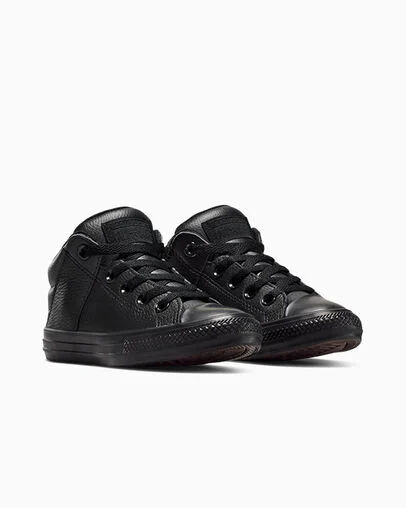 Chuck Taylor All Star Axel Leather Black/Black/Black, Top and Side View