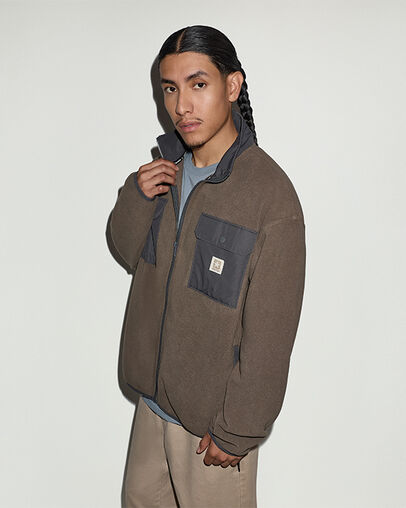 Converse Garage Full-Zip Fleece Jacket Truffle, Back View