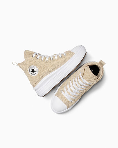 Chuck Taylor All Star Move Platform Sherpa Beach Stone/White/Black, Angled View