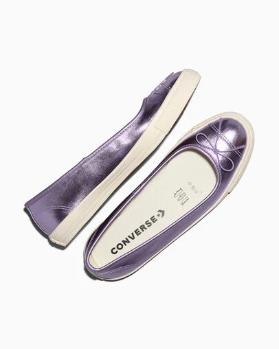 Chuck Taylor All Star Dainty Ballerina Metallic Lilac Metallic/Egret, Angled View