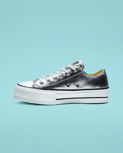 Metallic Canvas Platform Chuck Taylor All Star Silver/Black/White