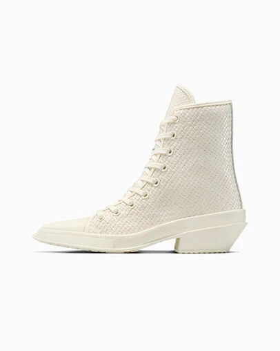 Chuck 70 De Luxe Pointed Platform Woven Leather Egret/Egret/Egret, Inner Side View