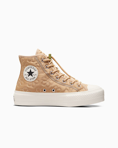 Chuck Taylor All Star Lift Platform Quilted Epic Dune/Nomad Khaki/Egret, Outer Side View