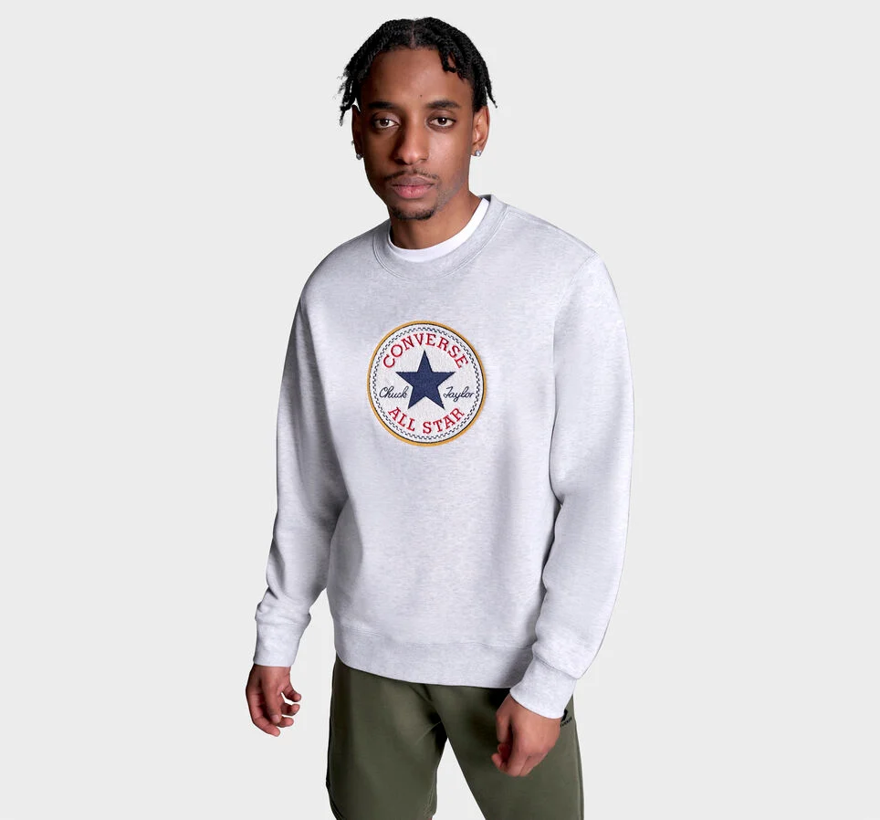 Chenille Patch Heritage Crew Neck Lt Grey Heather