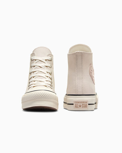Chuck Taylor All Star Lift Platform Natural Tones Desert Sand/Egret/Black, Heel View