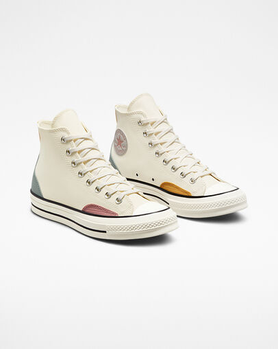 Chuck 70 Zesty Neutrals Egret/Tidepool Grey/Yellow, Angled View