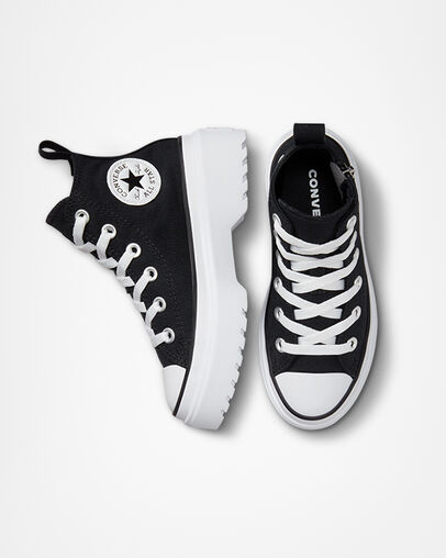 Chuck Taylor All Star Lugged Lift Platform Canvas Black/Black/White, Top and Side View