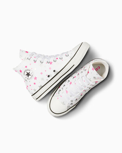 Chuck Taylor All Star Sparkle White/Prime Pink/White, Angled View