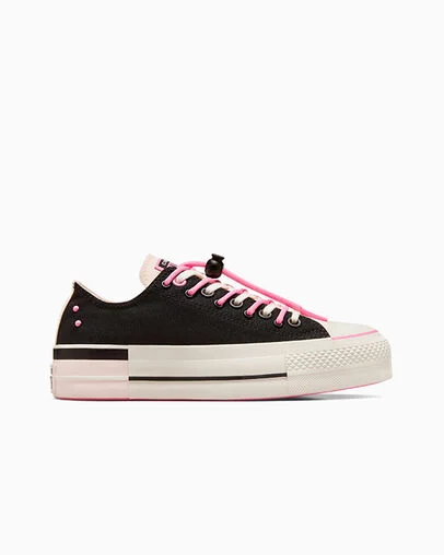 Chuck Taylor All Star Lift Platform Black & Pink Black/Fable Pink/Egret, Outer Side View