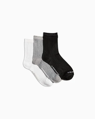 3-Pack Pointelle Ankle Socks Neutral, Front View