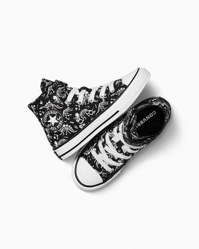 Chuck Taylor All Star Easy-On Dinos Black/White/White, Angled View
