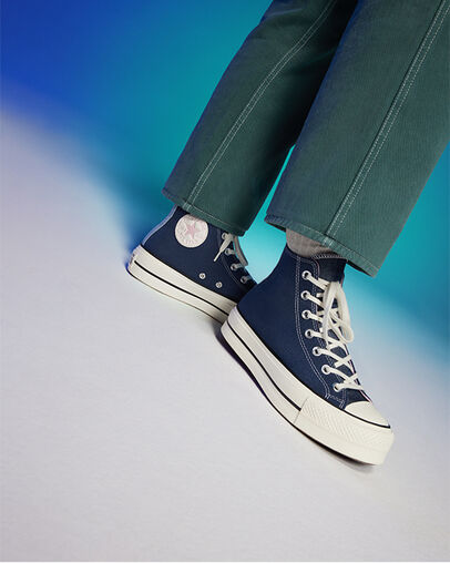 converse navy platform