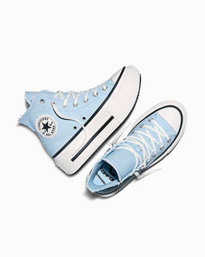 Chuck Taylor All Star Lift Double Stack Platform Distressed Clear Skies/Vintage White, Angled View