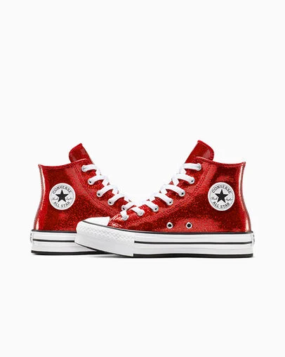 Chuck Taylor All Star Lift Platform Disco Glitter Wine Red/White/Days Ahead, Detail Angle View