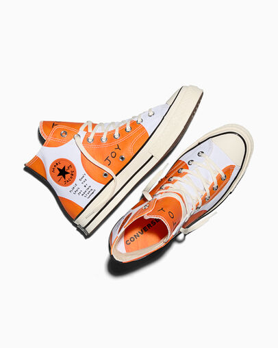 David Shirgley X Converse X Marc Jacobs Chuck 70 White/Mandarin Orange/Black, Angled View