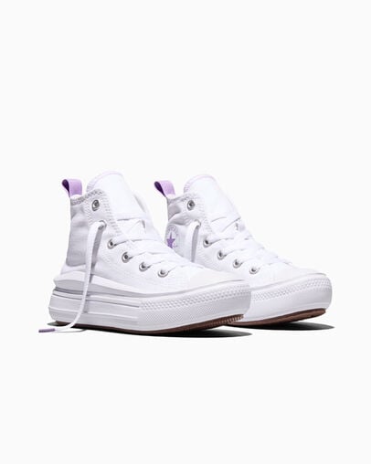 Chuck Taylor All Star Move Platform White/Pixel Purple/White, Top and Side View