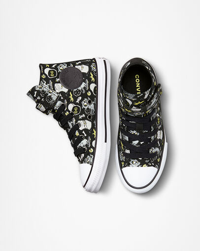 Chuck Taylor All Star Easy-On Raccoons Black/Iron Grey/Ash Stone, Top and Side View