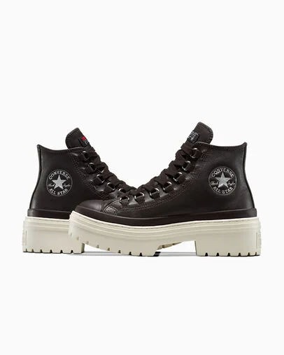 Chuck Taylor All Star Lugged Heel Platform Waterproof Leather Mudguard/Mudguard/Egret, Detail Angle View