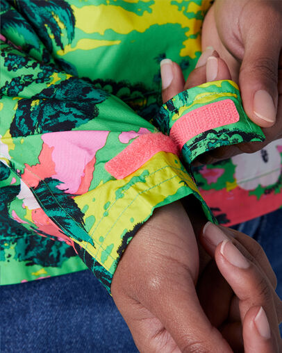 Printed Packable Hooded Anorak Acid Green Multi