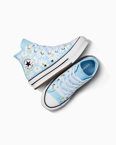 Chuck Taylor All Star Lift Platform Floral True Sky/Dandy Lion/White, Angled View