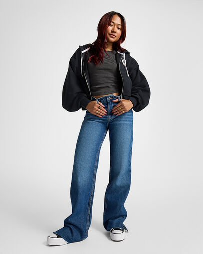 Retro Full-Zip Hoodie Converse Black, Back View