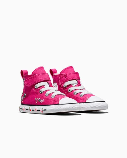 Chuck Taylor All Star Easy-On Cherry Blossoms Rough Raspberry/White/Black, Top and Side View
