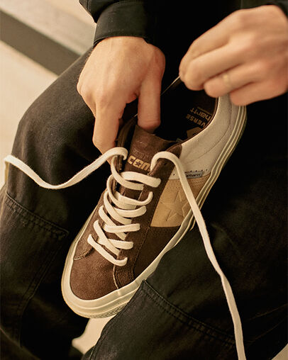 Converse CONS x Carhartt WIP One Star Academy Pro Dark Earth/Starfish/Egret, On Foot Shot 1