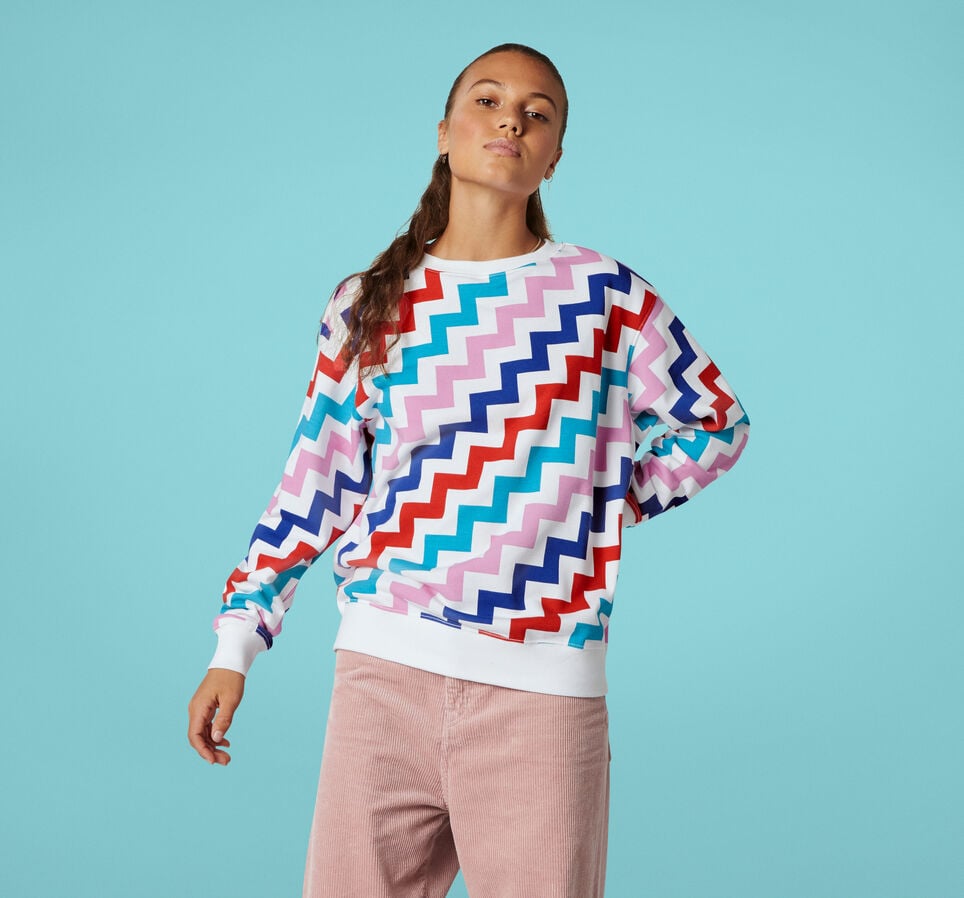 VLTG Crew Neck Pullover White Multi