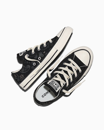 Chuck Taylor All Star Paisley Black/Dark Matter/Egret, Angled View