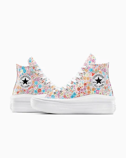 Chuck Taylor All Star Move Platform Mini Flowers White/Cactus Bud, Detail Angle View
