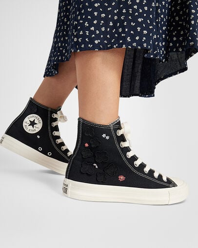 New Black Flower Converse Converse Chuck Taylor All Star