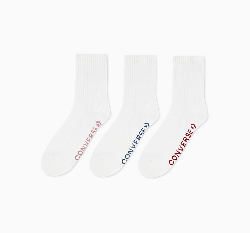 3-Pack Wordmark Half-Crew Socks White / Multi