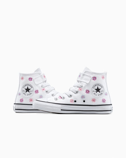 Chuck Taylor All Star Easy-On Allover Embroidered Florals White/Lt Jellyfish Jitter, Detail Angle View