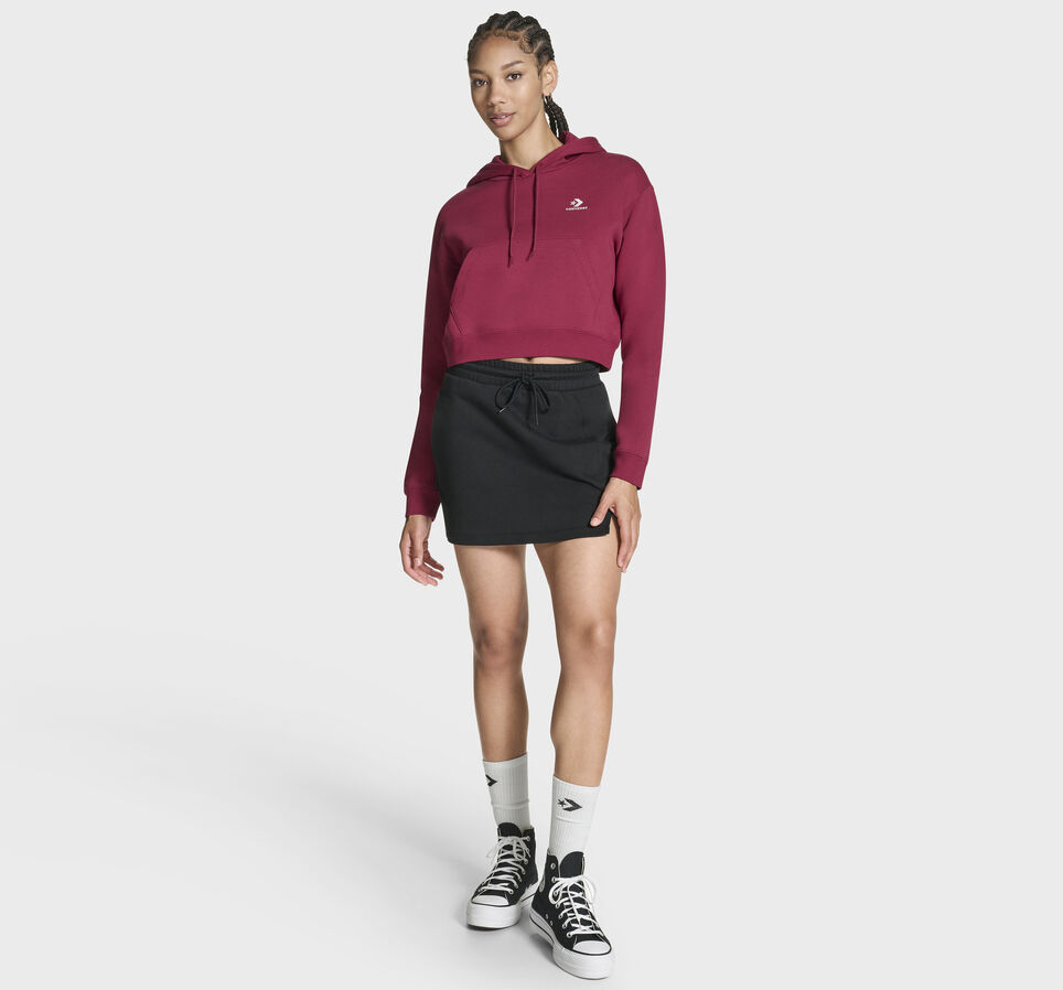 Star Chevron Cropped Hoodie Sporty Berry