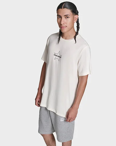 Star T-Shirt Egret, Back View