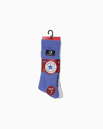 3-Pack Stacked Patch Crew Socks White, Back View